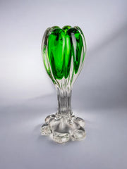 Sommerso green candle holder by Flavio Poli for Seguso, Murano glass, Italy, 1970