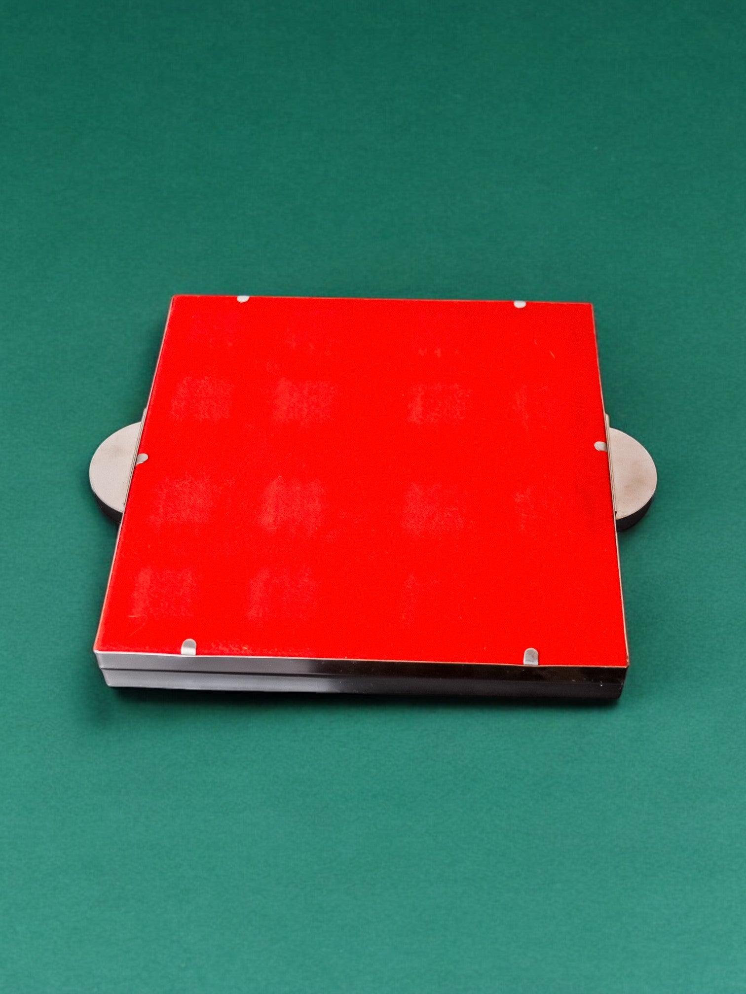 Space age Floral red ceramic trivet, spain, 1970's