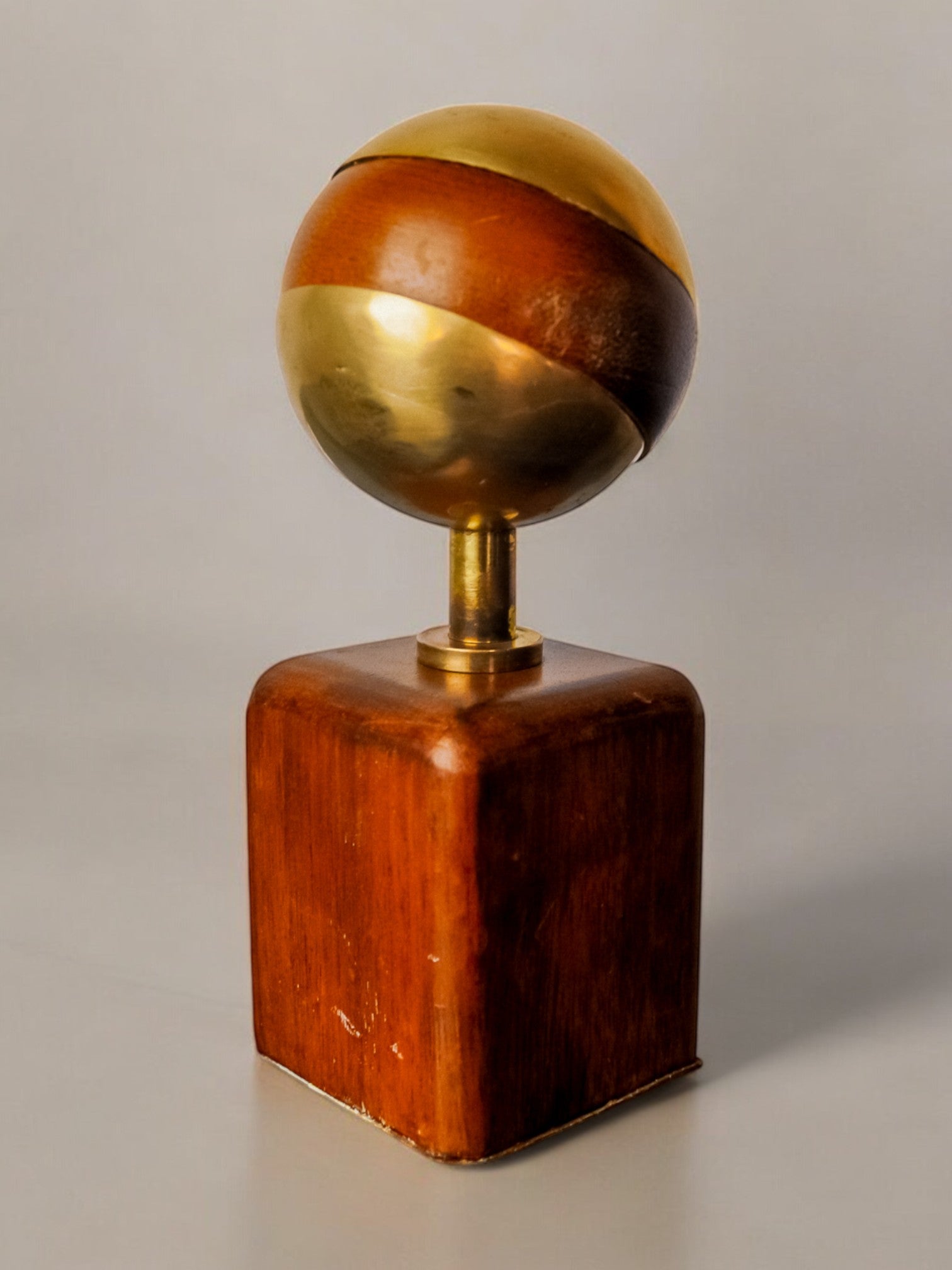Brutalist sculpture by Ardisur, paperweight, wood and bronze, Spain 1970