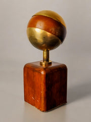 Brutalist sculpture by Ardisur, paperweight, wood and bronze, Spain 1970