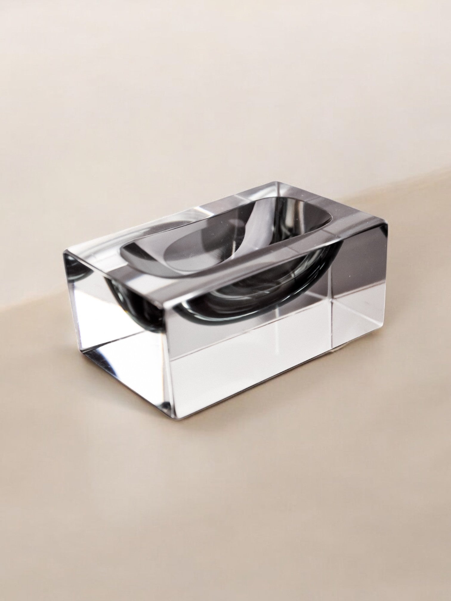Sommerso ashtray by seguso, murano glass, italy, 1970's