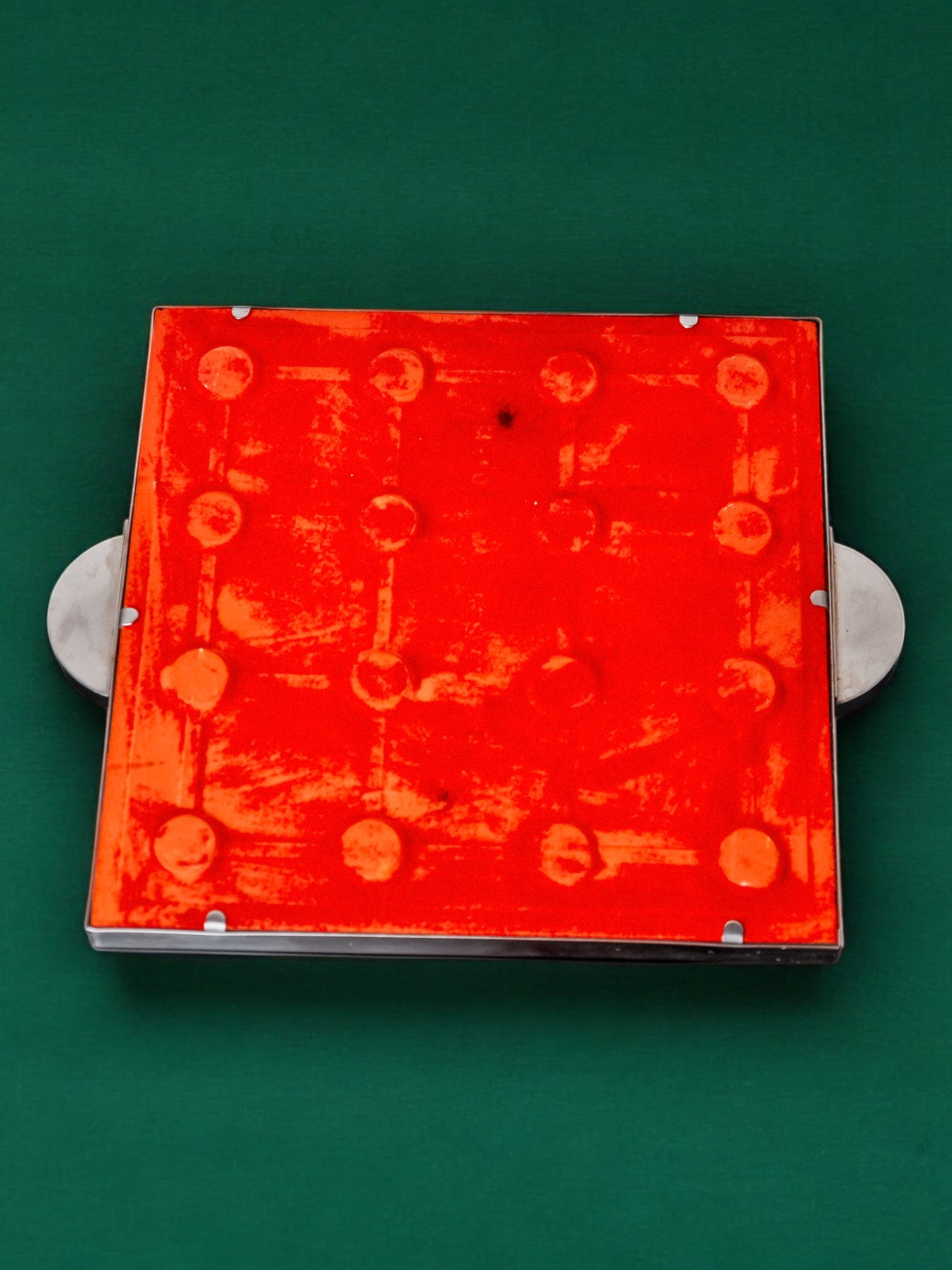 Space age floral blue ceramic trivet, spain, 1970's