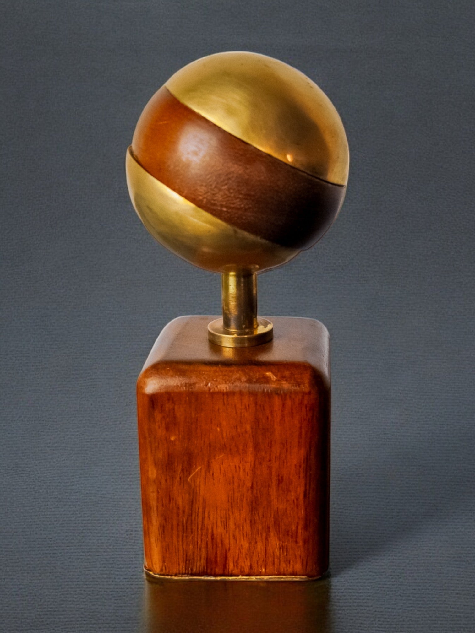 Brutalist sculpture by Ardisur, paperweight, wood and bronze, Spain 1970