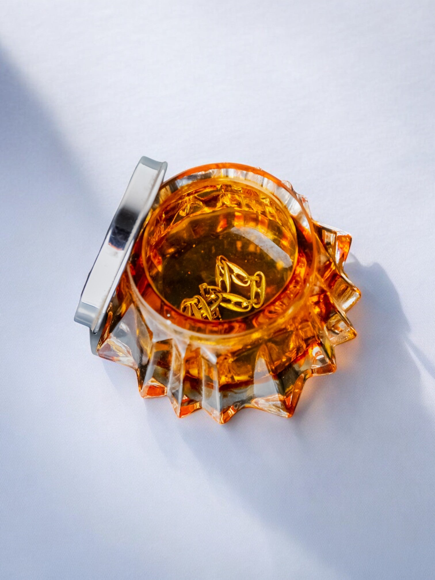 Orange sommerso jewelry box , Murano glass, Italy, 1970's