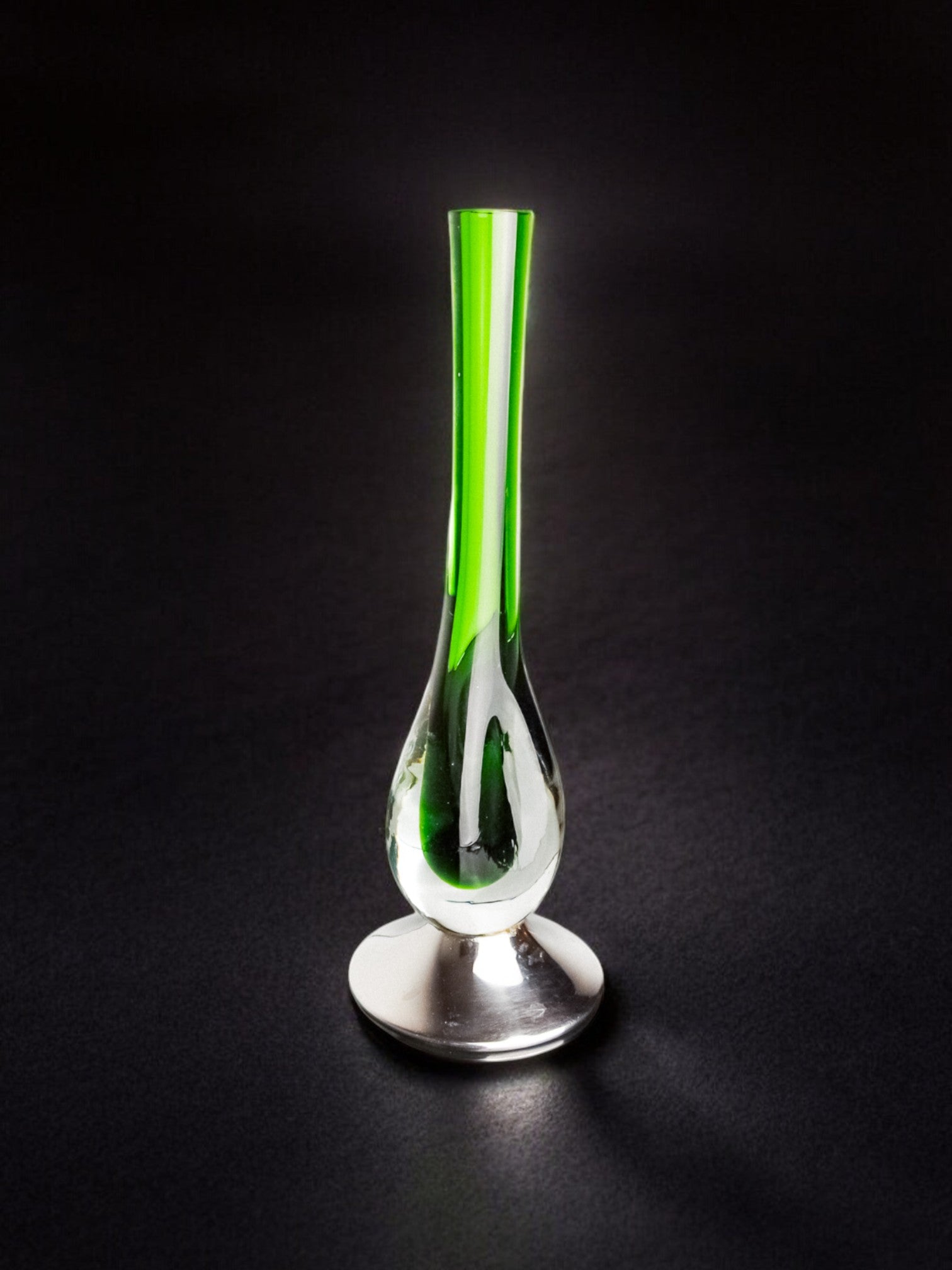 Green sommerso soliflor vase by seguso, murano, italy, 1970's