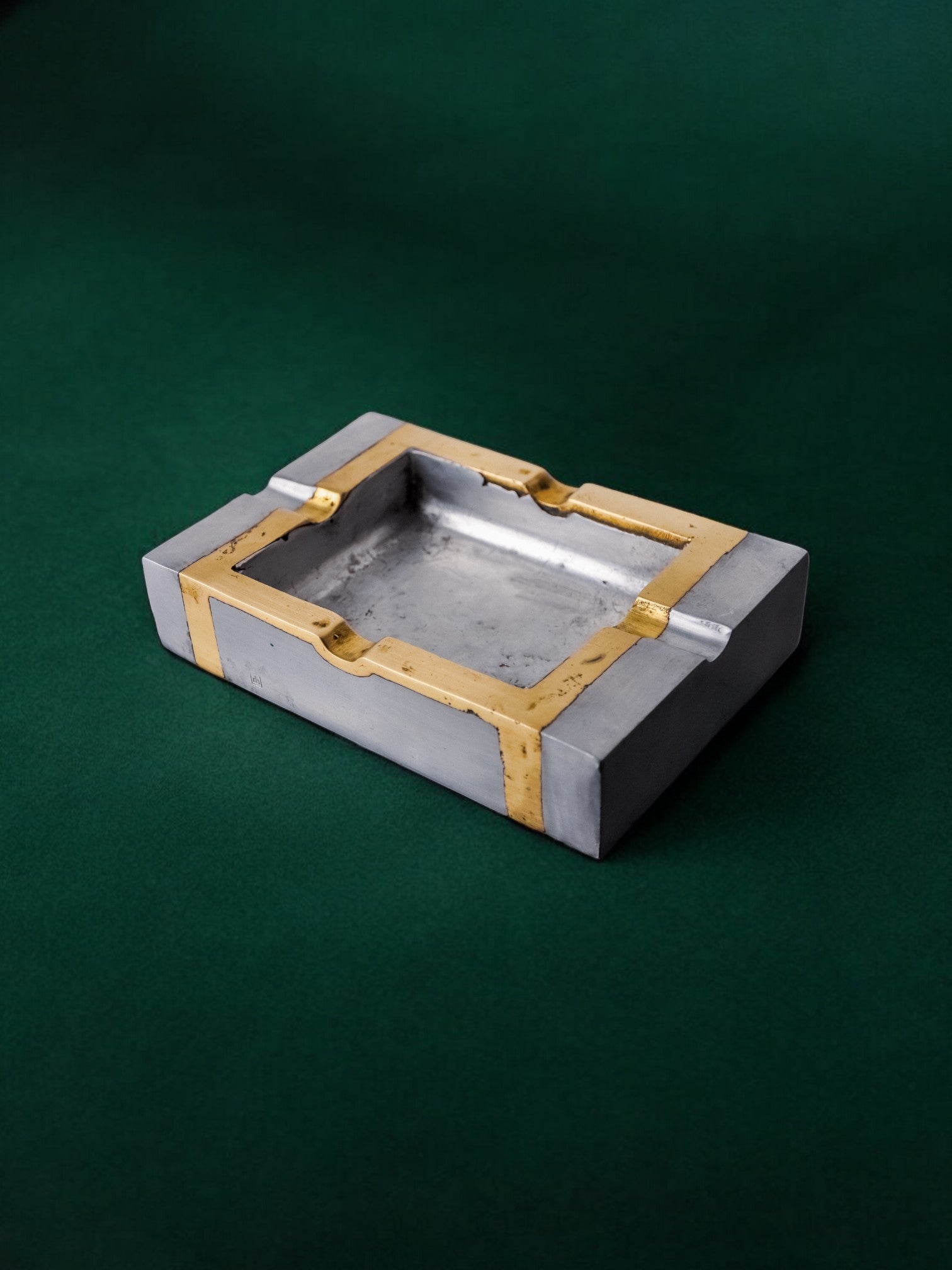 Brutalist ashtray by David Marshall, bronze and brass, Spain, 1970