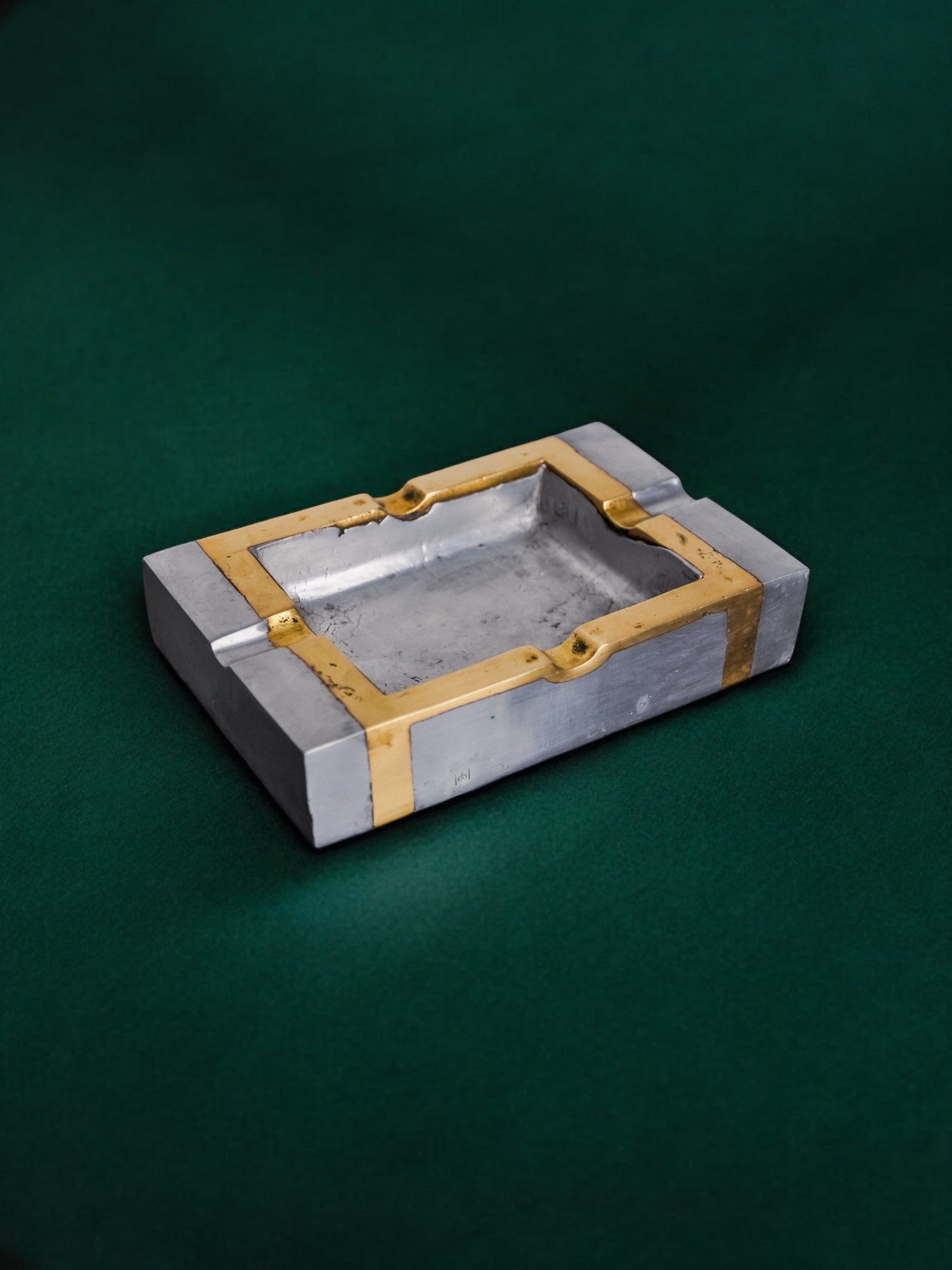 Brutalist ashtray by David Marshall, bronze and brass, Spain, 1970