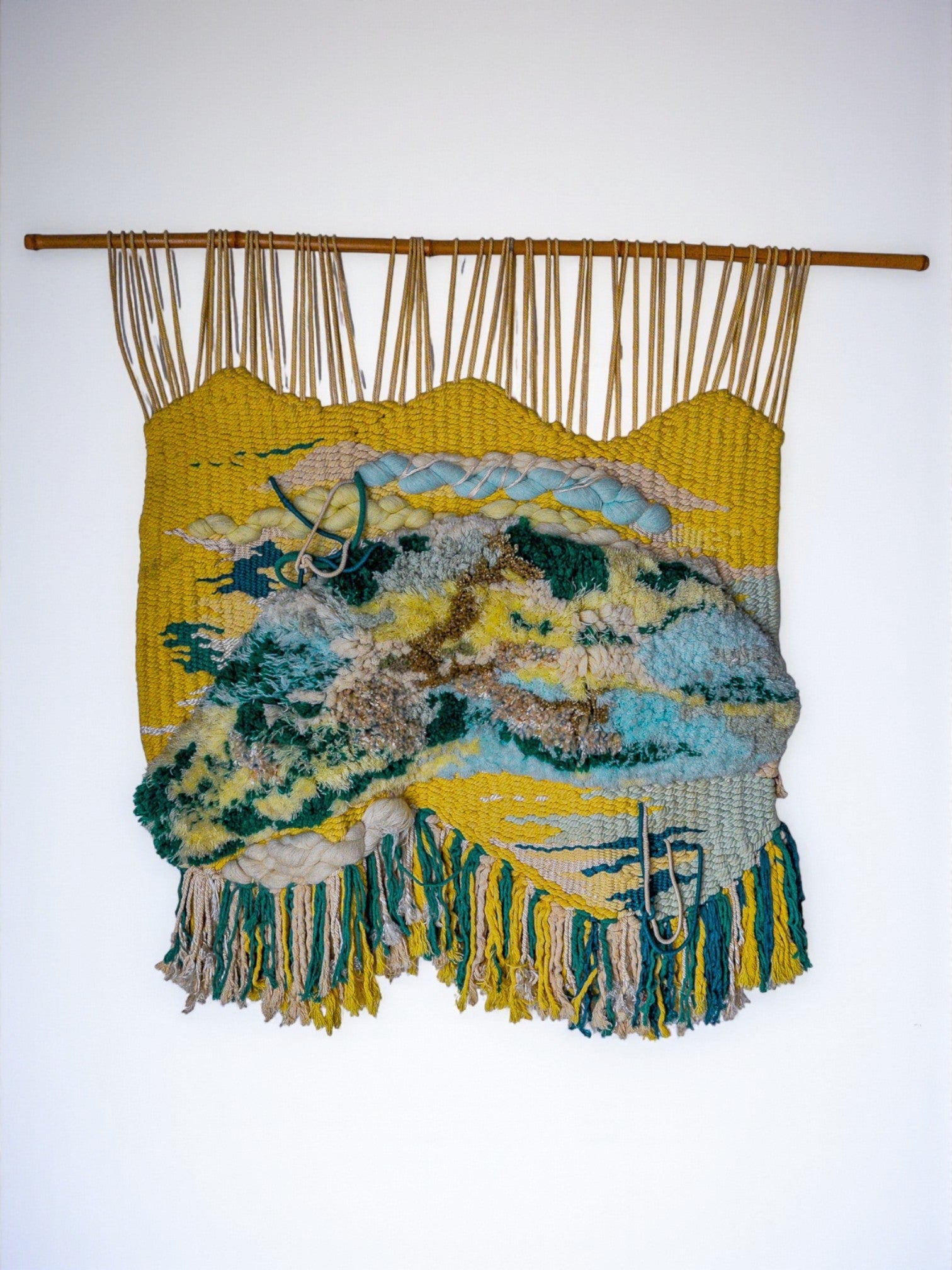 Textured macrame wall tapestry, folk art,  Spain, Circa 1970