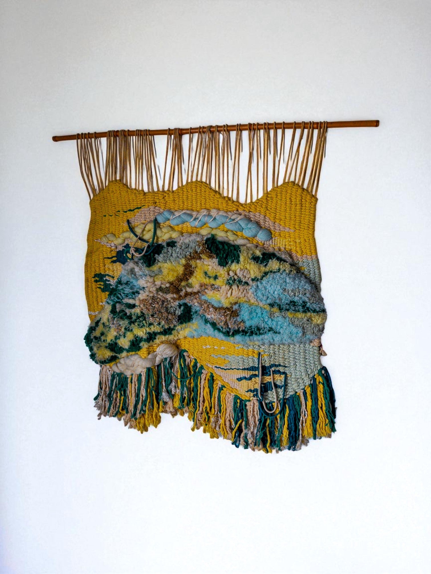 Textured macrame wall tapestry, folk art,  Spain, Circa 1970