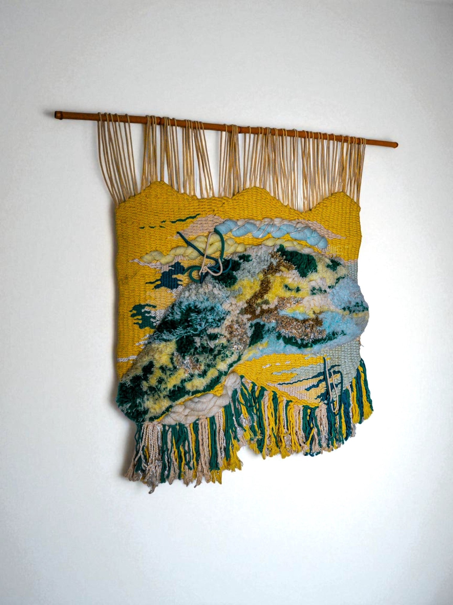 Textured macrame wall tapestry, folk art,  Spain, Circa 1970