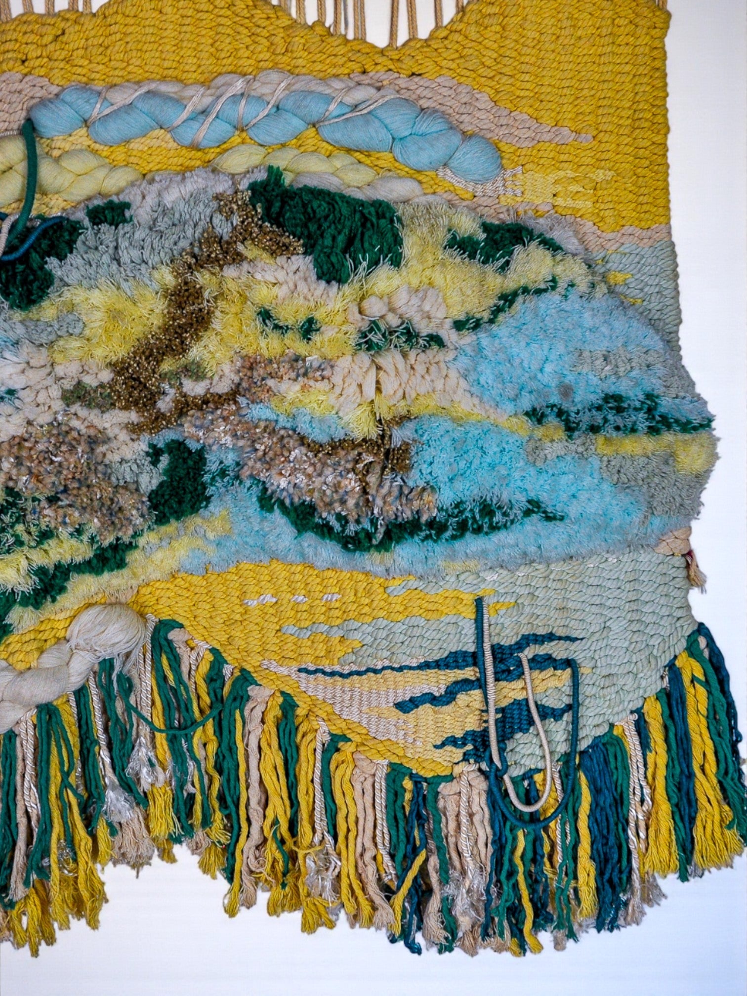 Textured macrame wall tapestry, folk art,  Spain, Circa 1970