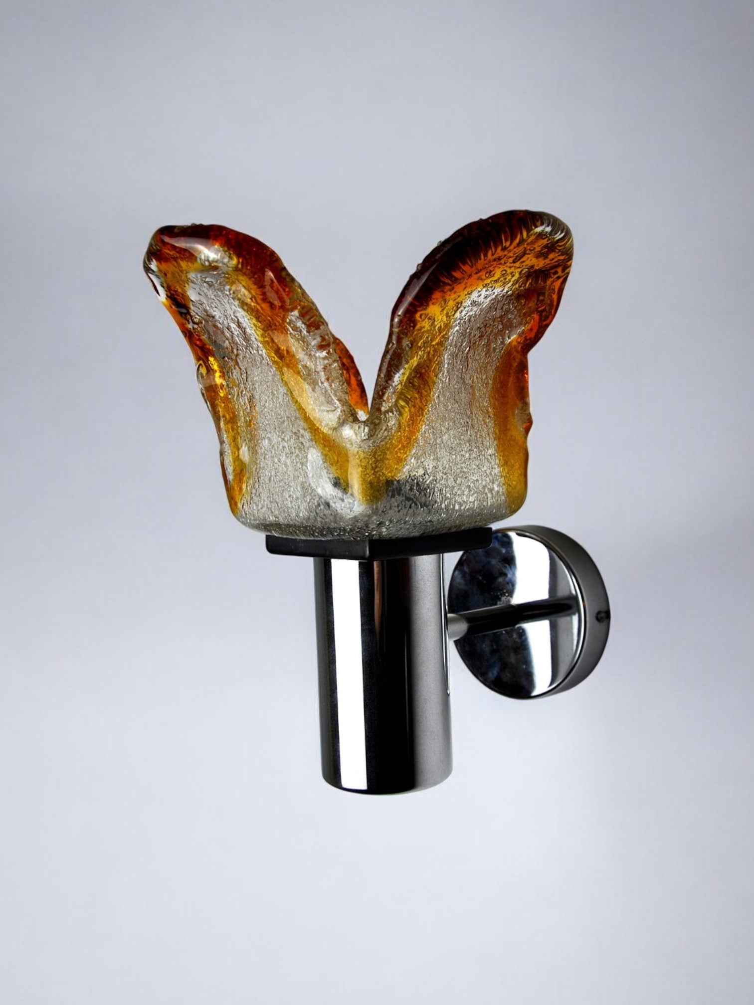 Carlo Nason for Murano mazzega orange sconce, frosted glass, italy, 1960