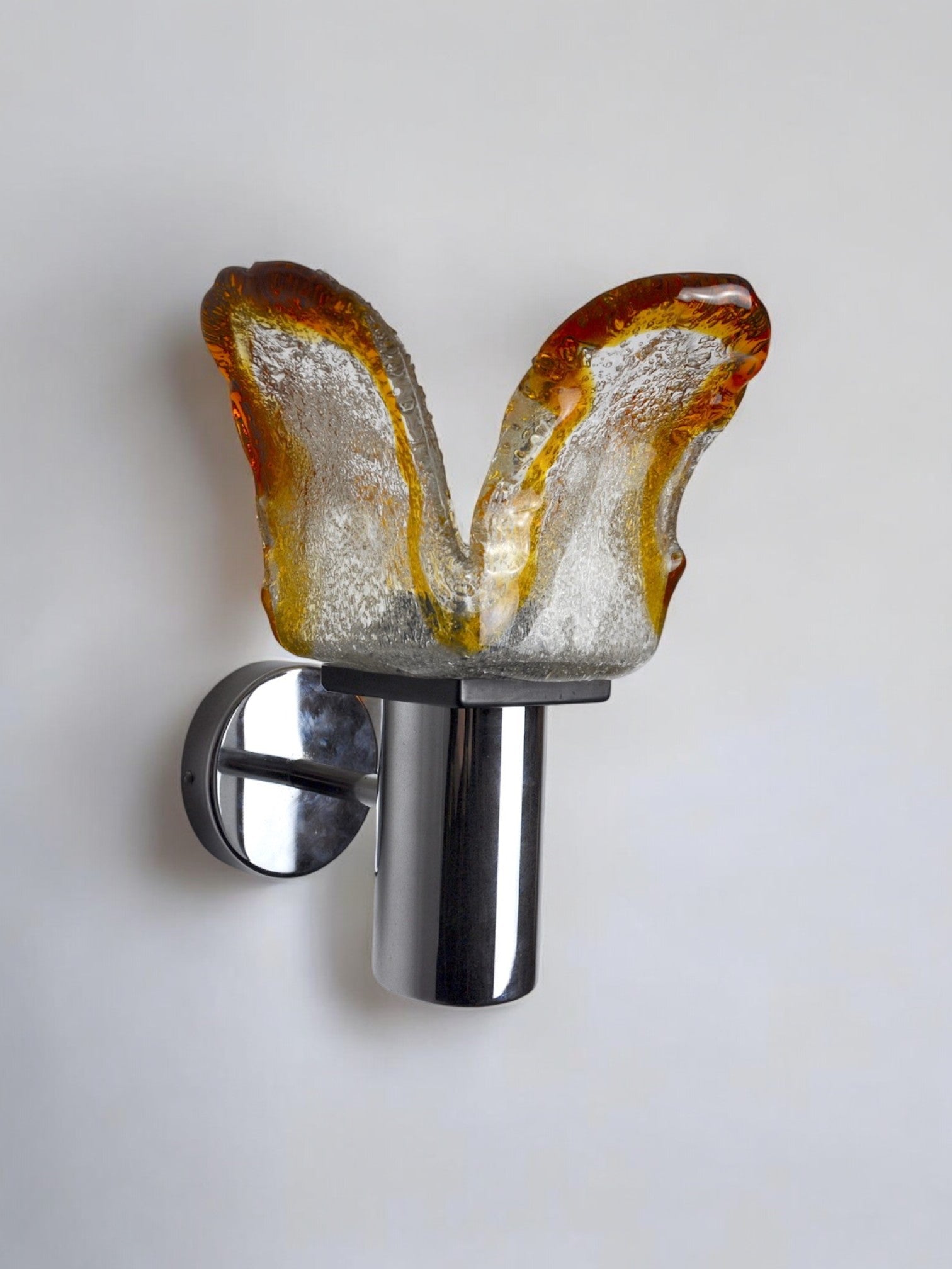 Carlo Nason for Murano mazzega orange sconce, frosted glass, italy, 1960