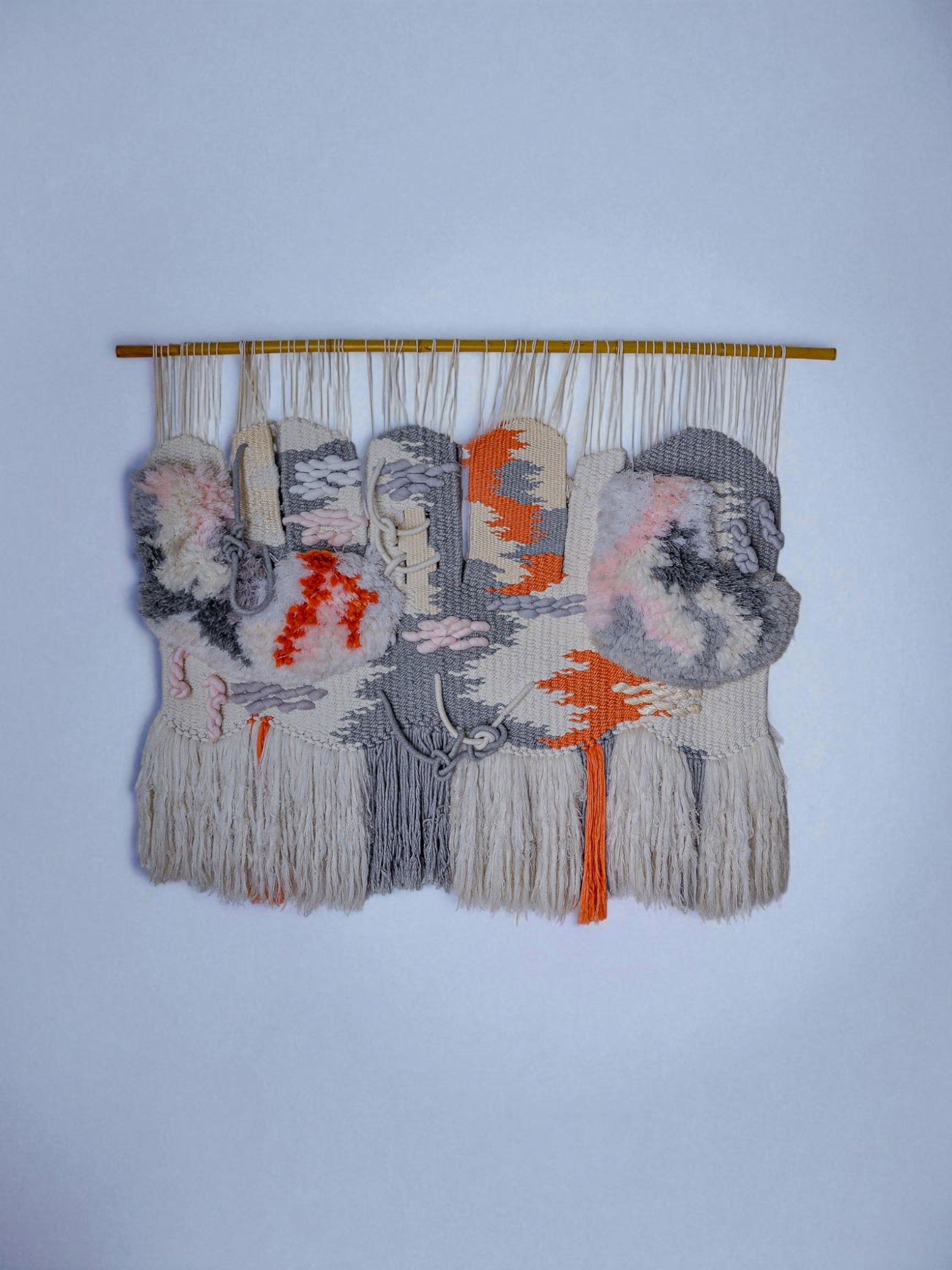 Textured macrame wall tapestry, folk art, Spain, 1970's