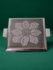 Space age floral grey ceramic trivet, spain, 1970's