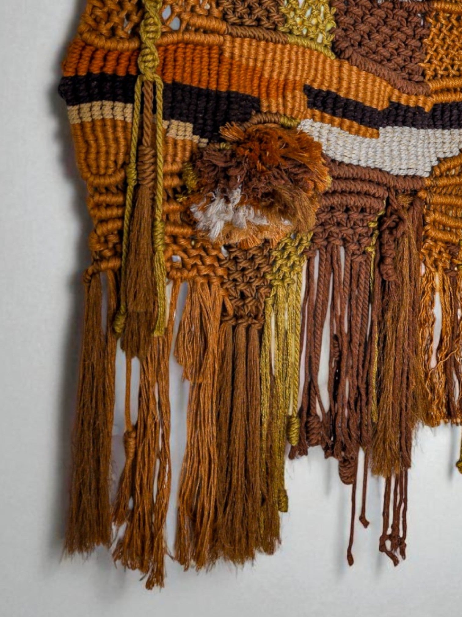 Textured macramé wall hanging Tapestry, Folk Art, Spain circa 1970s