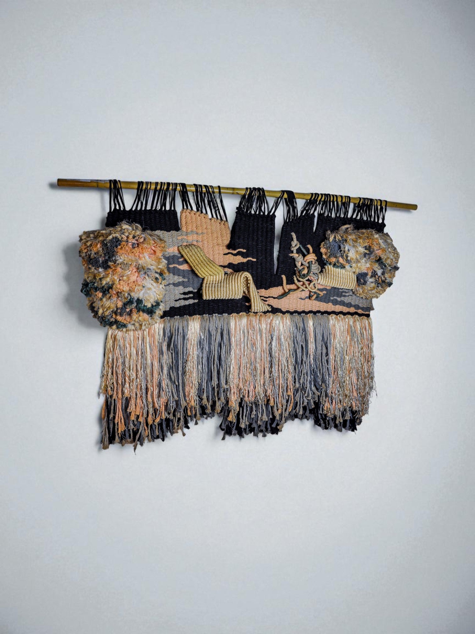 Spanish oversized Textured Macramé tapestry, circa 1970's