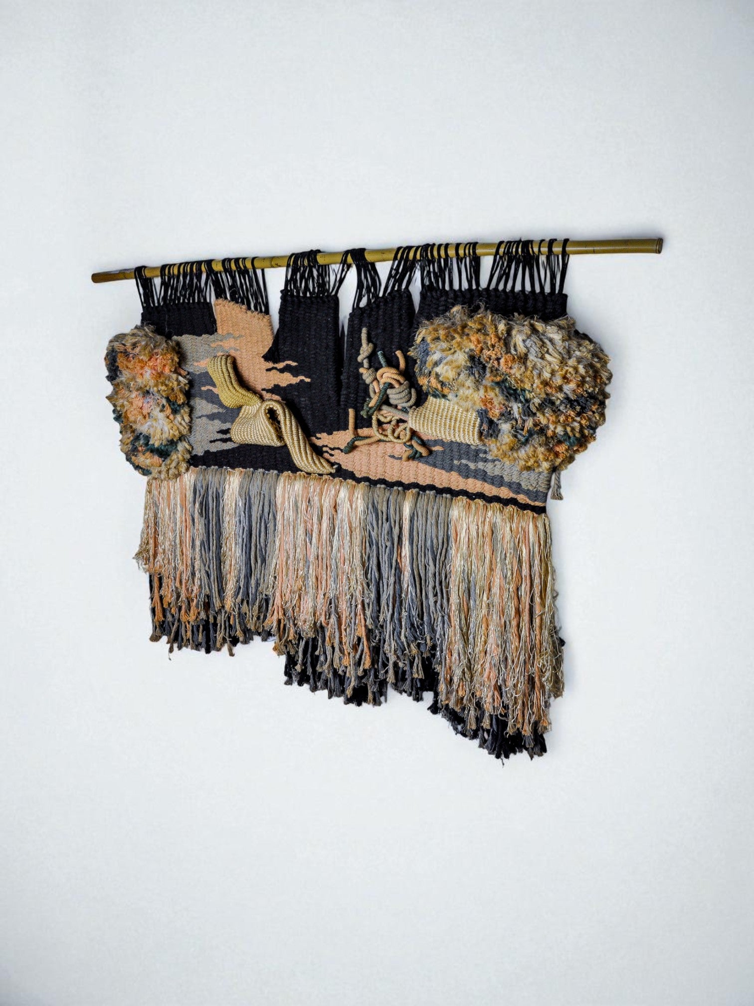 Spanish oversized Textured Macramé tapestry, circa 1970's