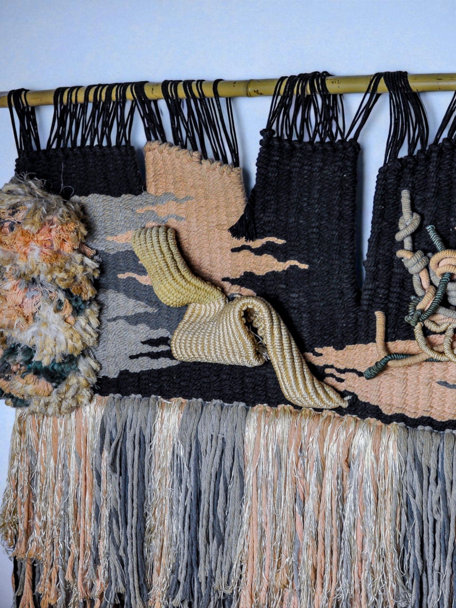 Spanish oversized Textured Macramé tapestry, circa 1970's