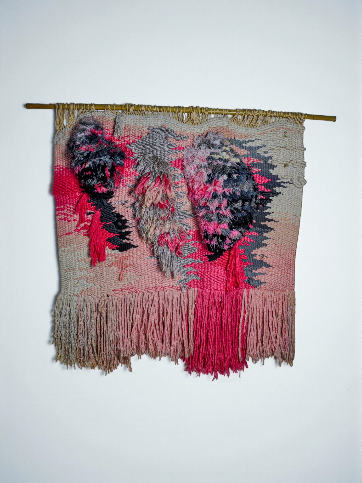 Textured Macramé Wall Hanging, folk art, Spain, circa 1970's