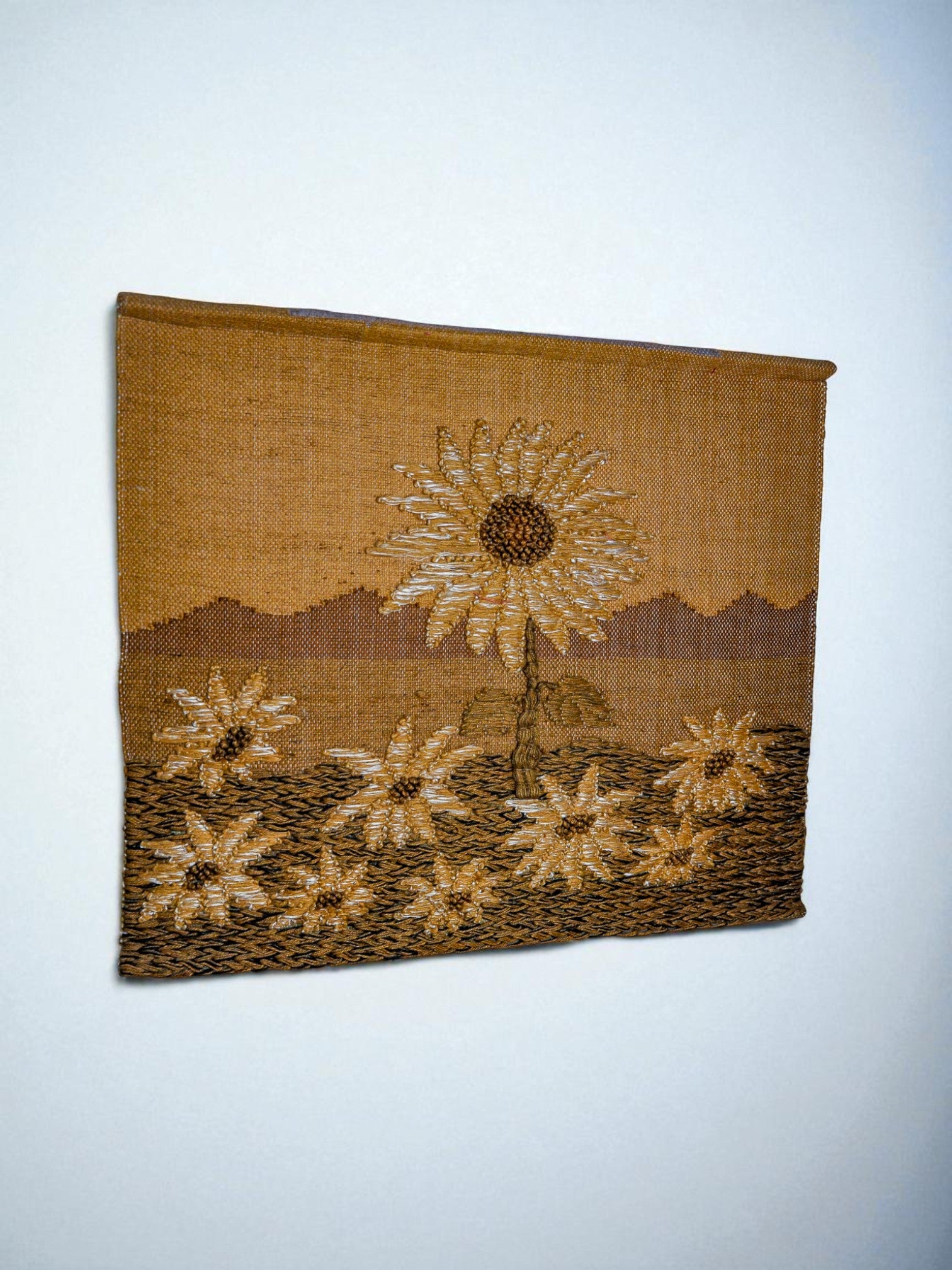 Spanish 1970s Folk Art Wool Tapestry – Sunflower Landscape