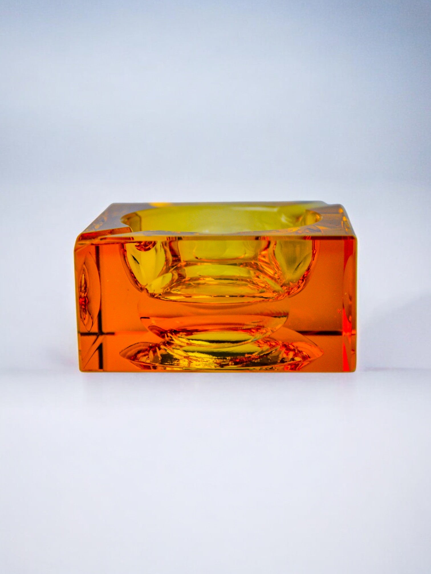 Orange ice cube ashtray by Antonio Imperatore, Murano glass, Italy, 1970