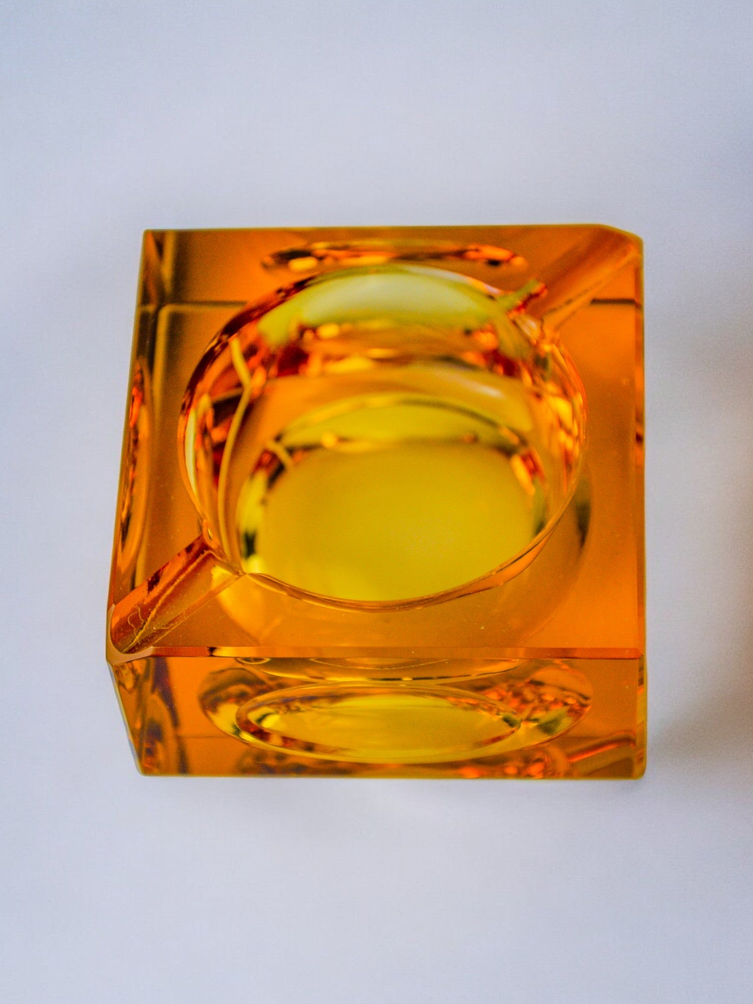 Orange ice cube ashtray by Antonio Imperatore, Murano glass, Italy, 1970