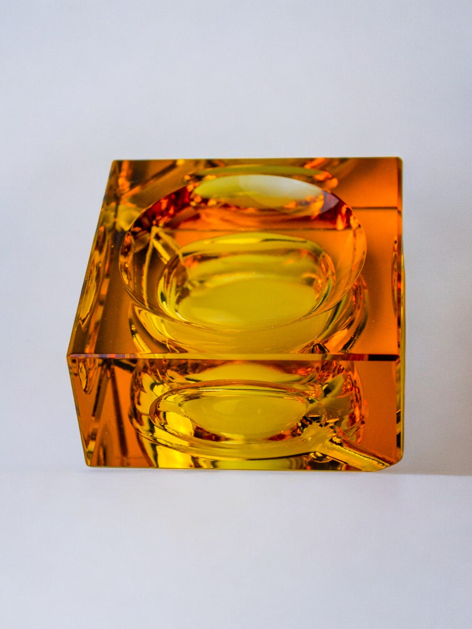 Orange ice cube ashtray by Antonio Imperatore, Murano glass, Italy, 1970