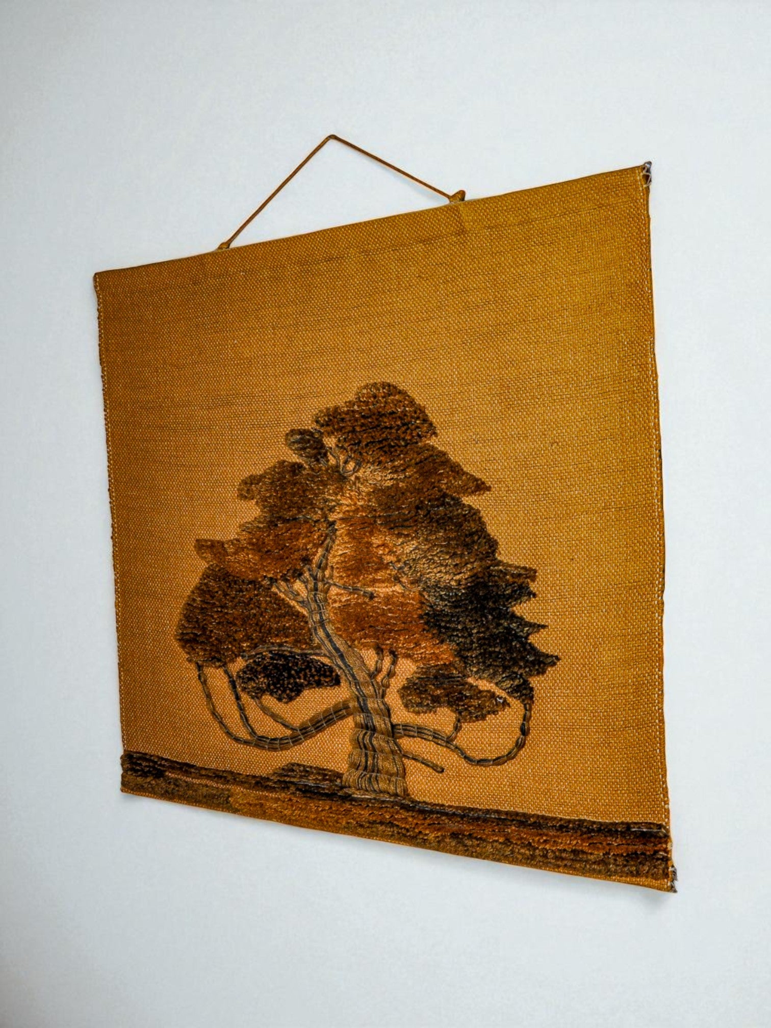Spanish 1970s Folk Art Wool Tapestry – Tree Landscape