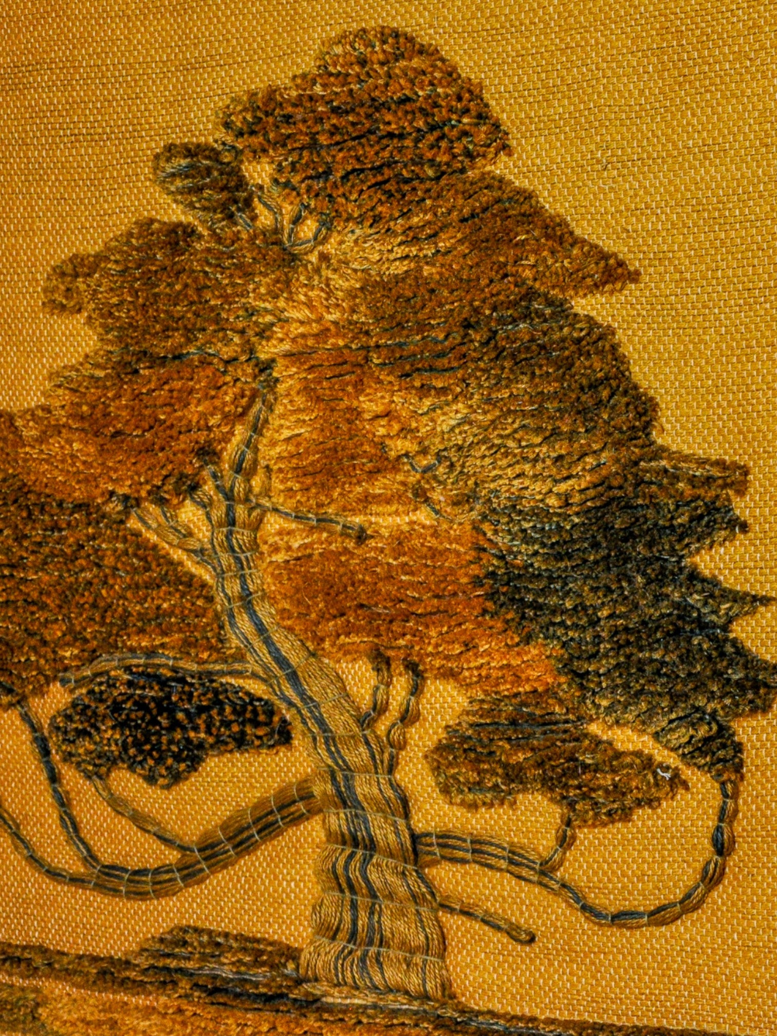 Spanish 1970s Folk Art Wool Tapestry – Tree Landscape