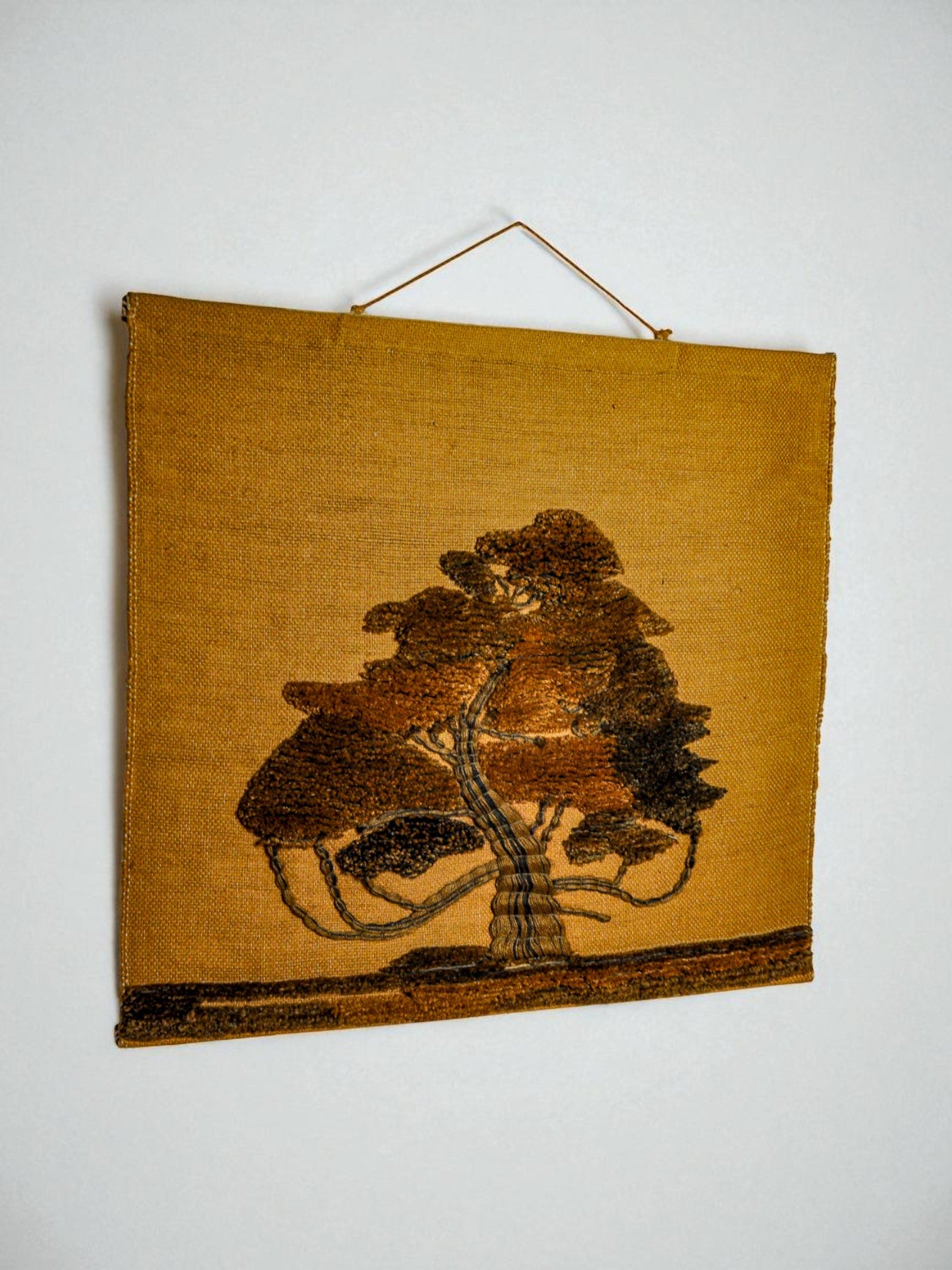 Spanish 1970s Folk Art Wool Tapestry – Tree Landscape