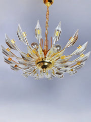 Chandelier '"sun" by Oscar Torlasco for Stilkronen cut glass triedri, Italy, 1970