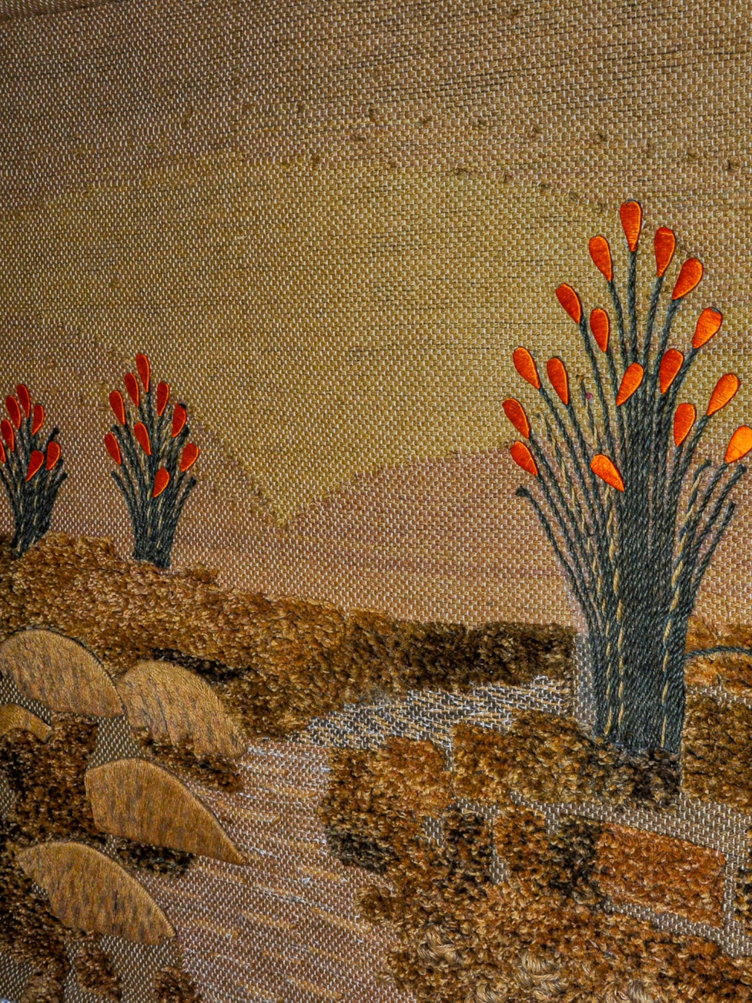 Spanish 1970s Folk Art Wool Tapestry – Desert Landscape