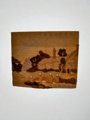 Spanish 1970s Folk Art Wool Tapestry – English Cottage Landscape