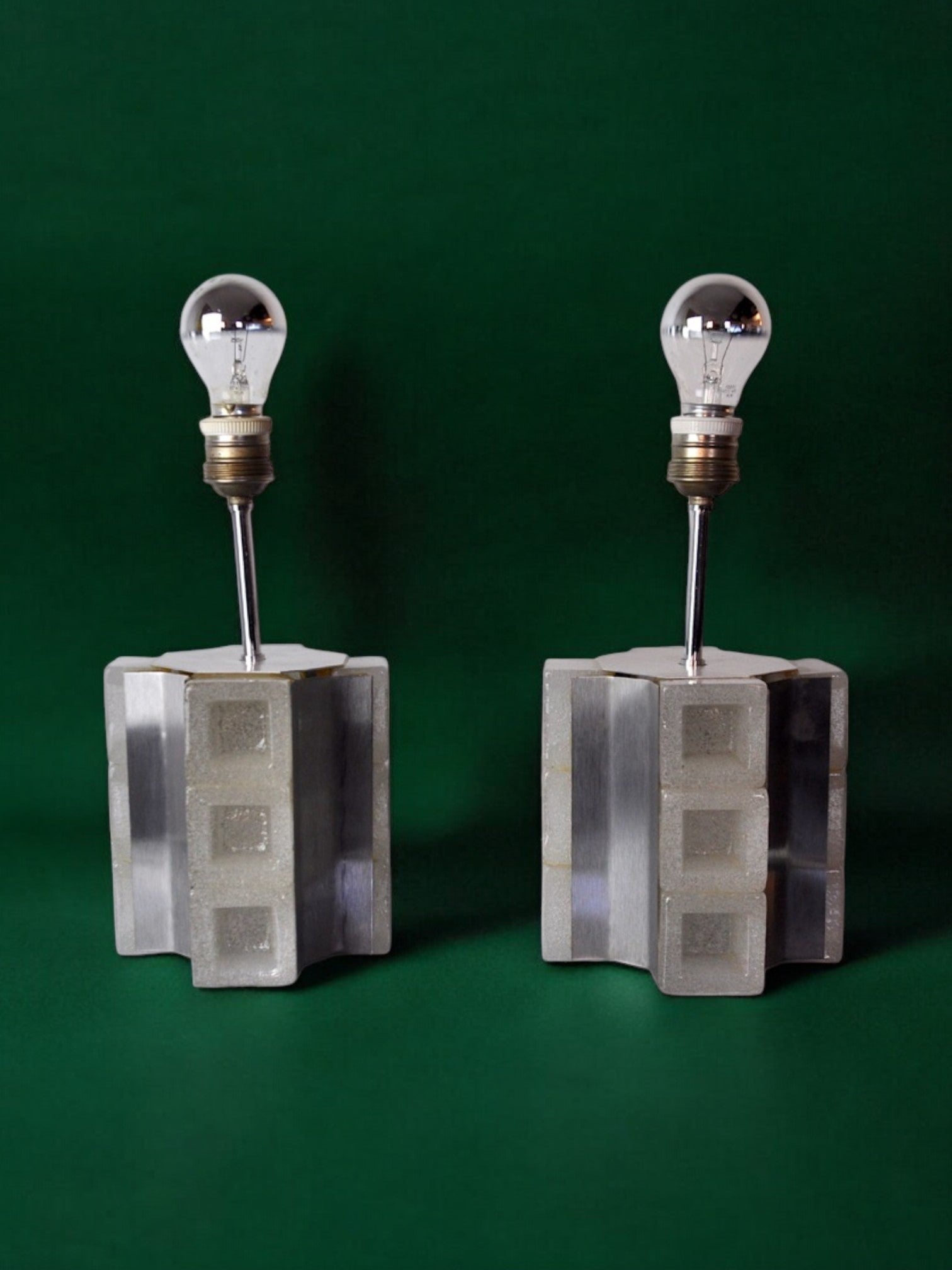 Pair of Poliarte Cubic lamps by Albano Poli, murano glass, Italy, 1960