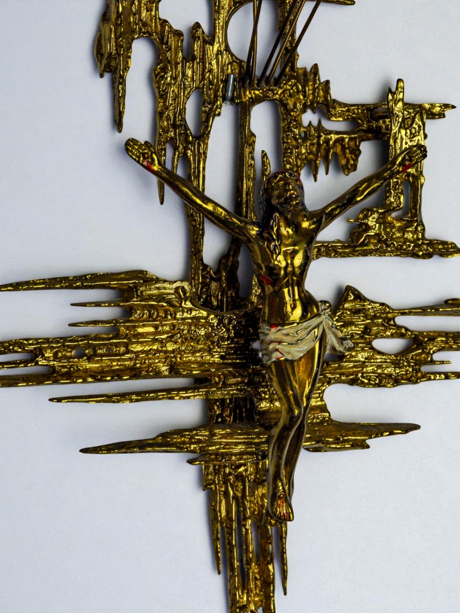 Brutalist Spanish Brass Crucifix after Dalí's Christ, 1970