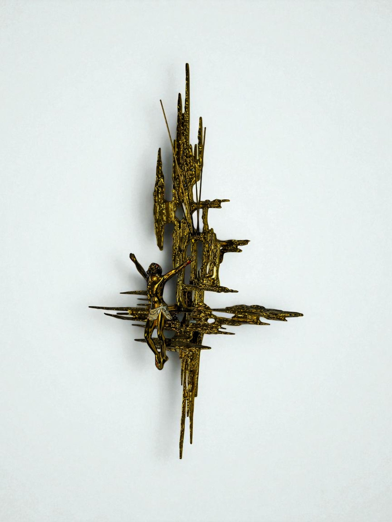 Brutalist Spanish Brass Crucifix after Dalí's Christ, 1970
