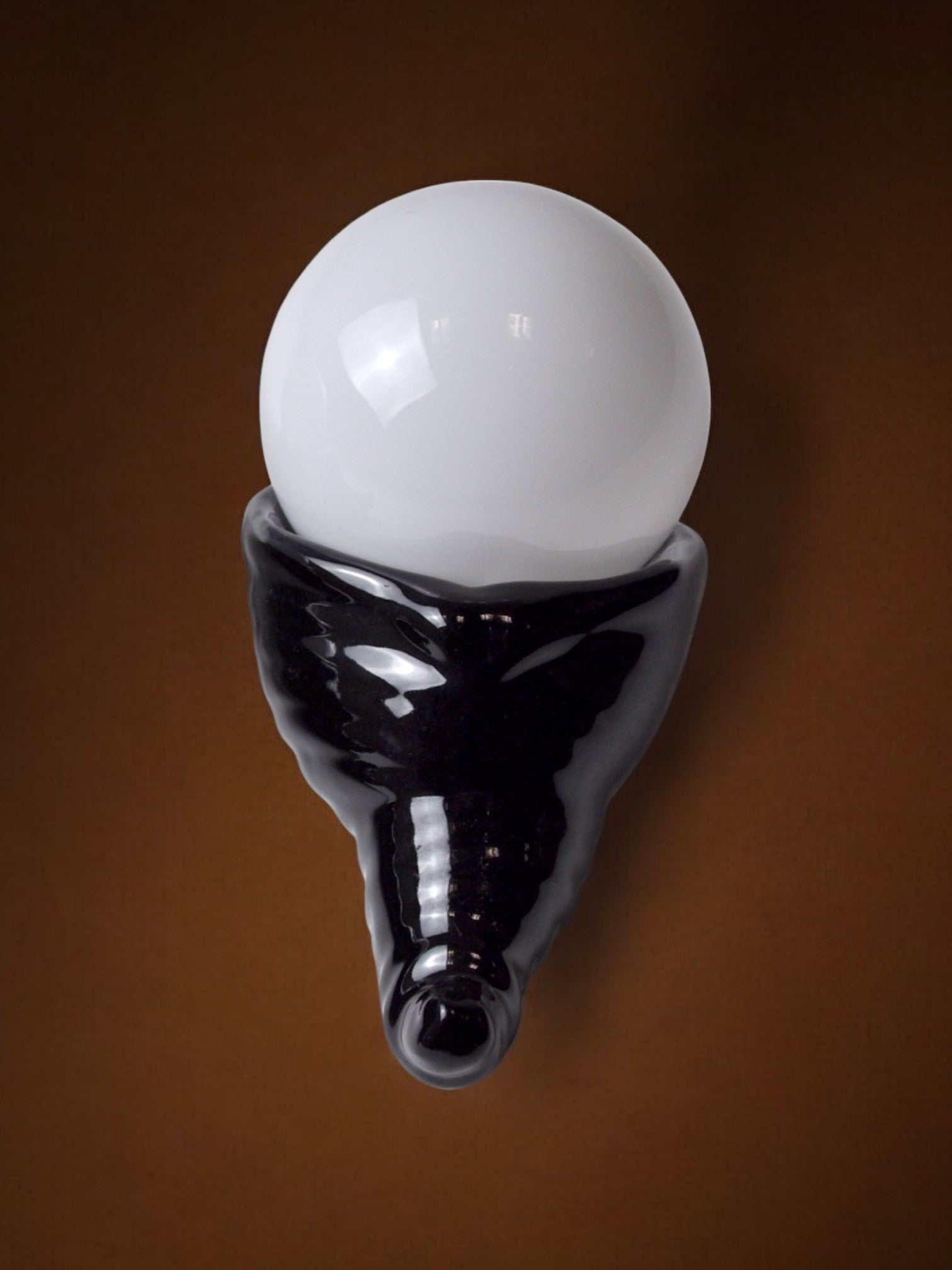 Black Ceramic & White Opaline Wall Sconce, France, 1980s