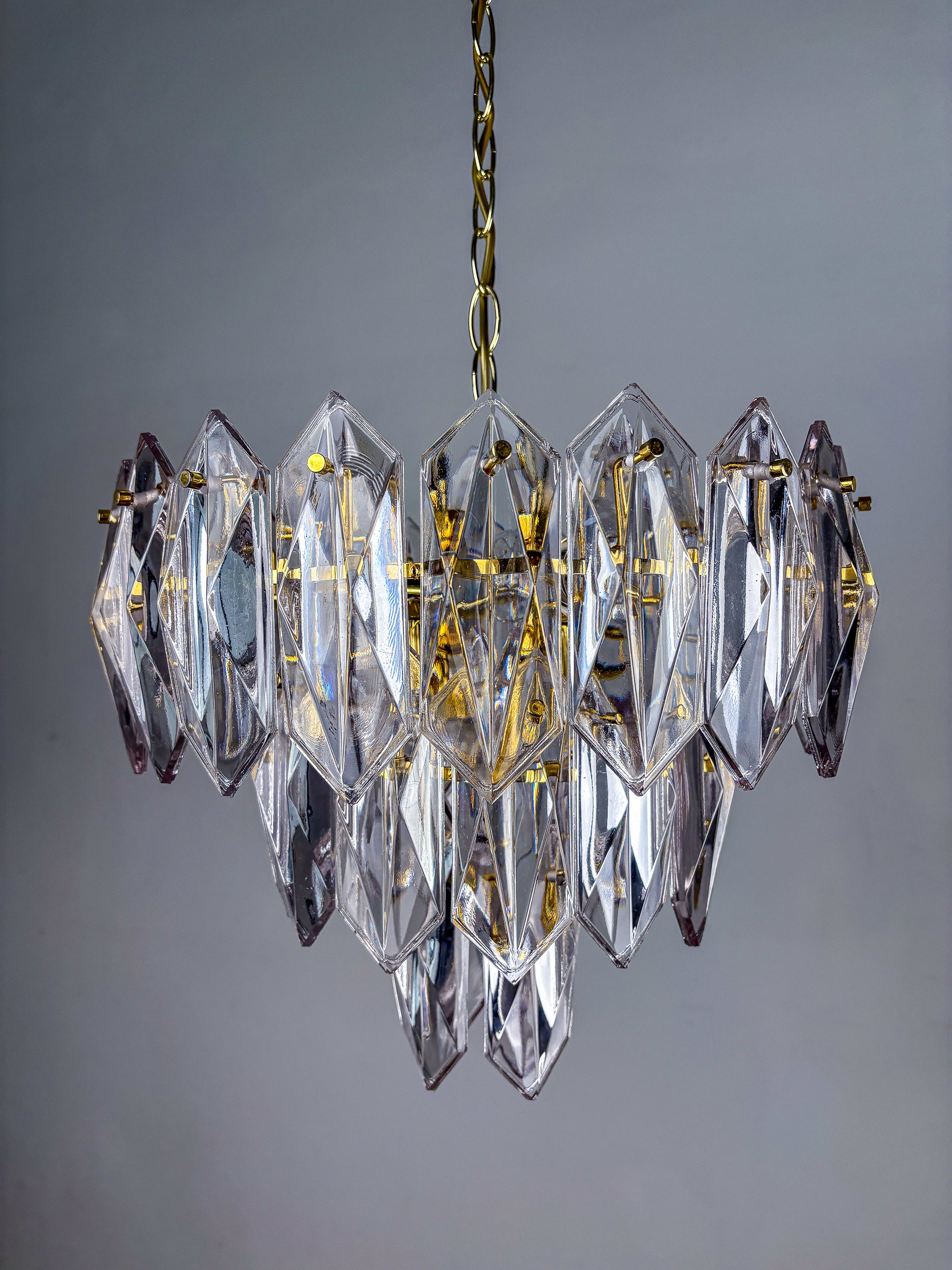JT Kalmar chandelier, cut glass, 3 levels, Austria, 1970's