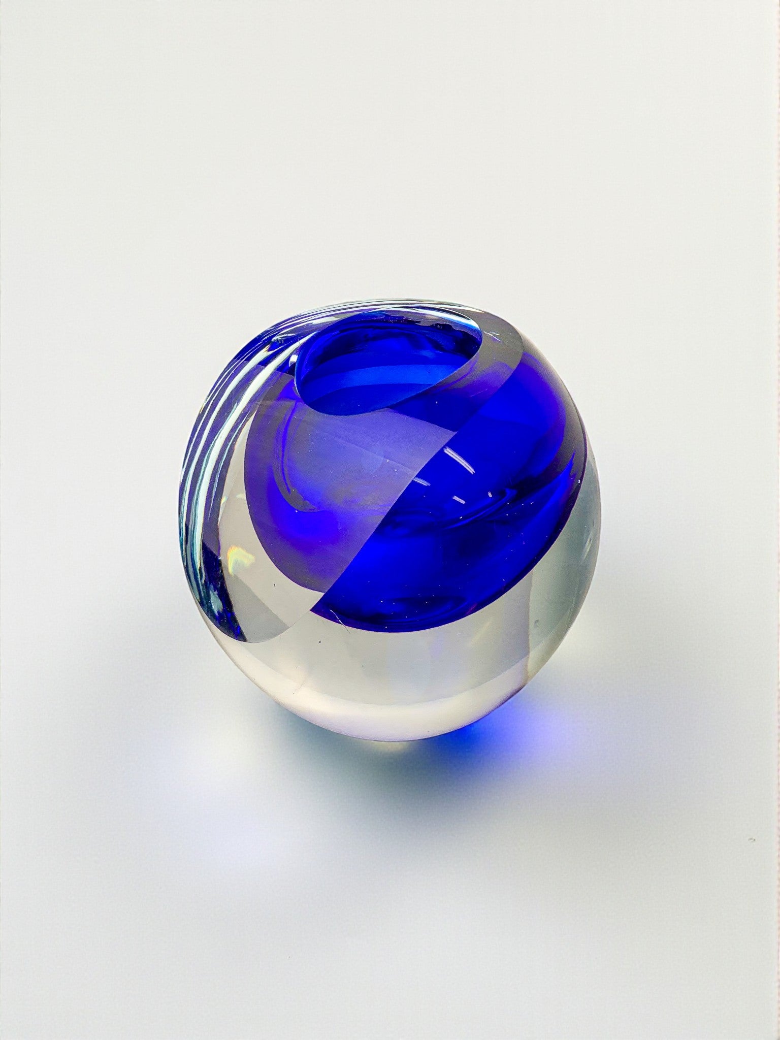 Italian Blue Sommerso Candleholder by Seguso, Murano, 1970's