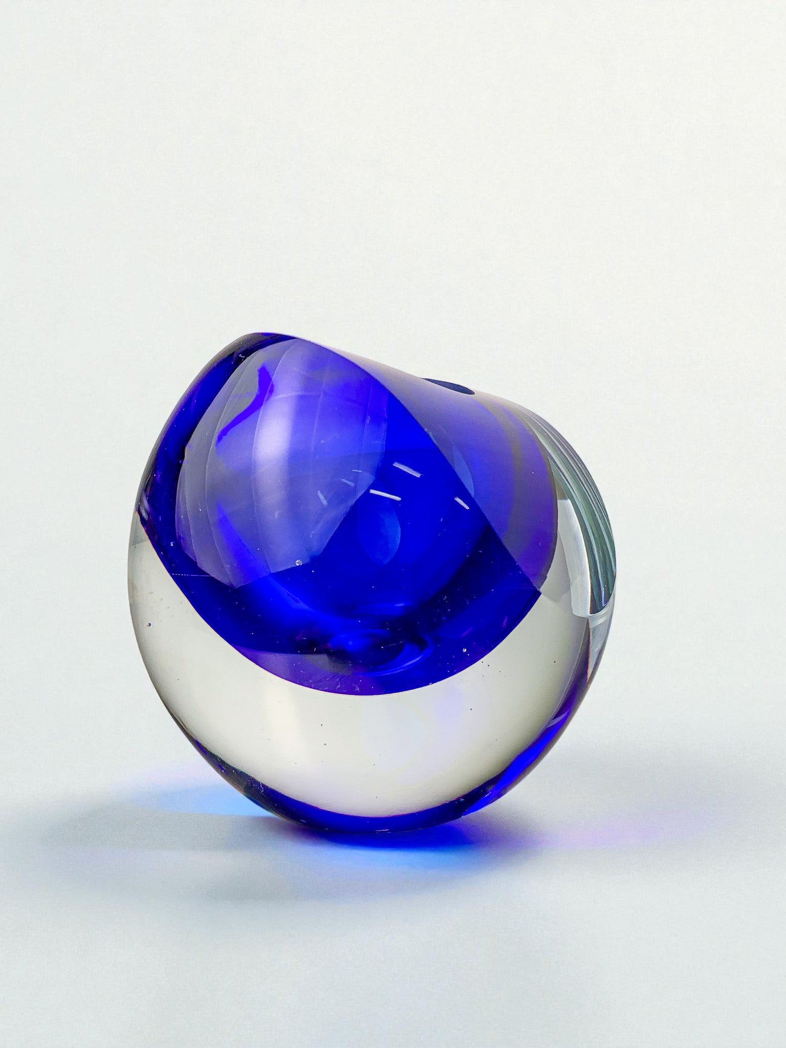 Italian Blue Sommerso Candleholder by Seguso, Murano, 1970's