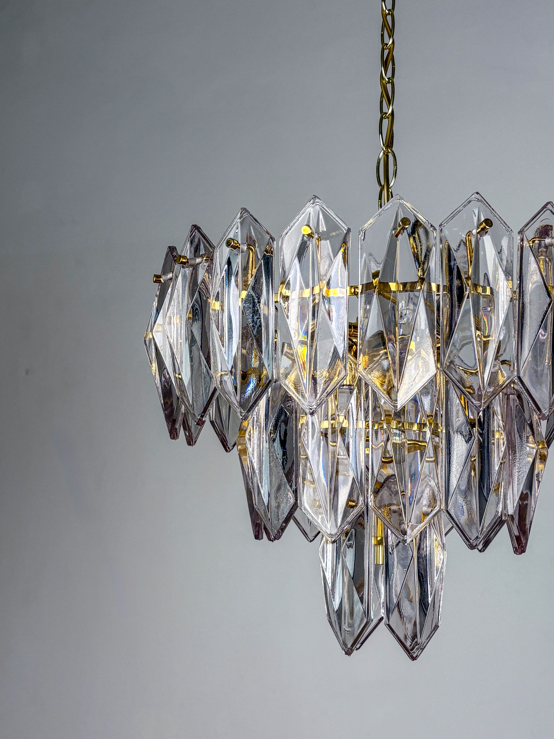JT Kalmar chandelier, cut glass, 3 levels, Austria, 1970's