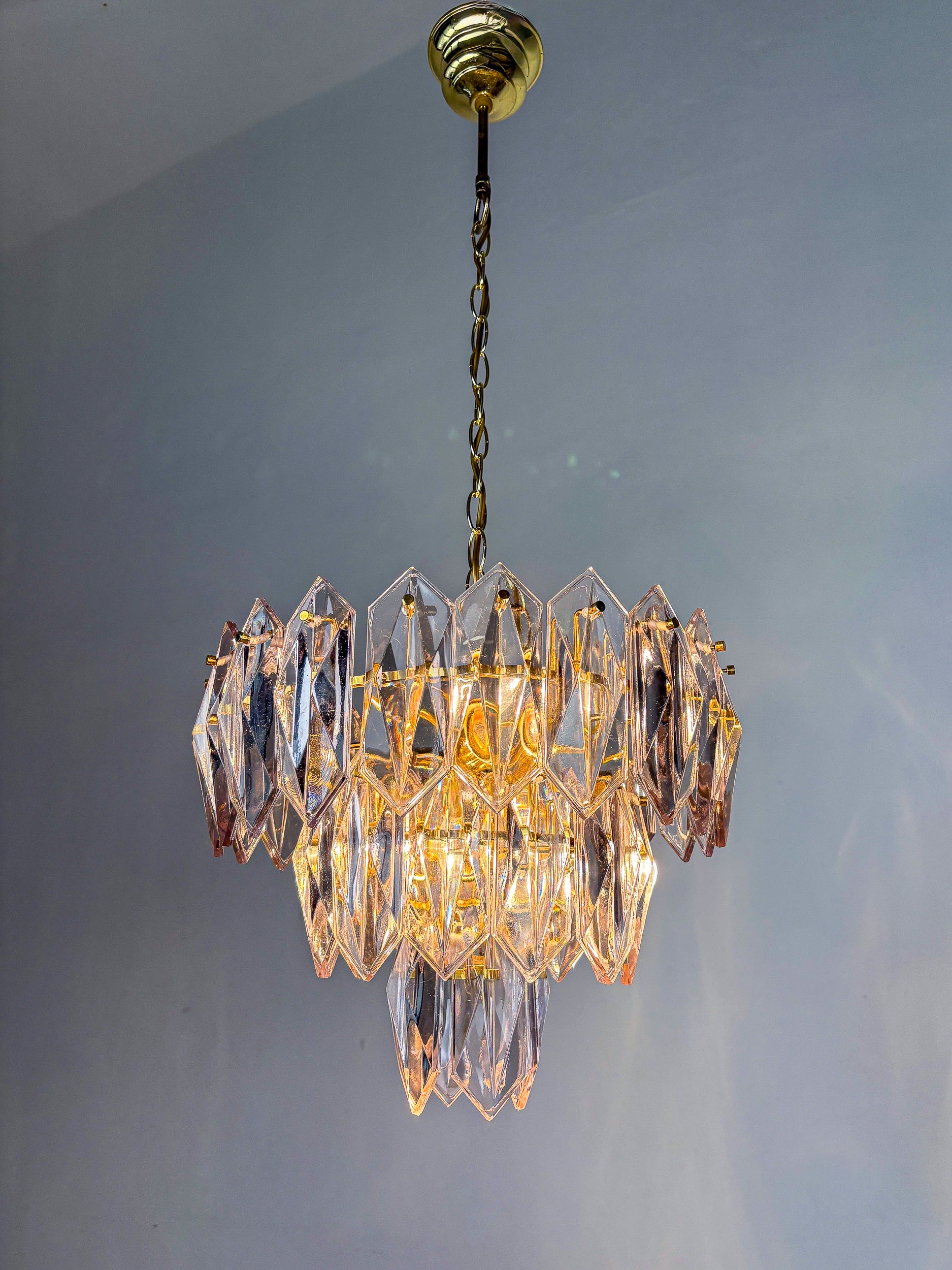 JT Kalmar chandelier, cut glass, 3 levels, Austria, 1970's