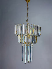 Paolo Venini Cascade Triedri Murano Glass Chandelier, Italy, 1970s