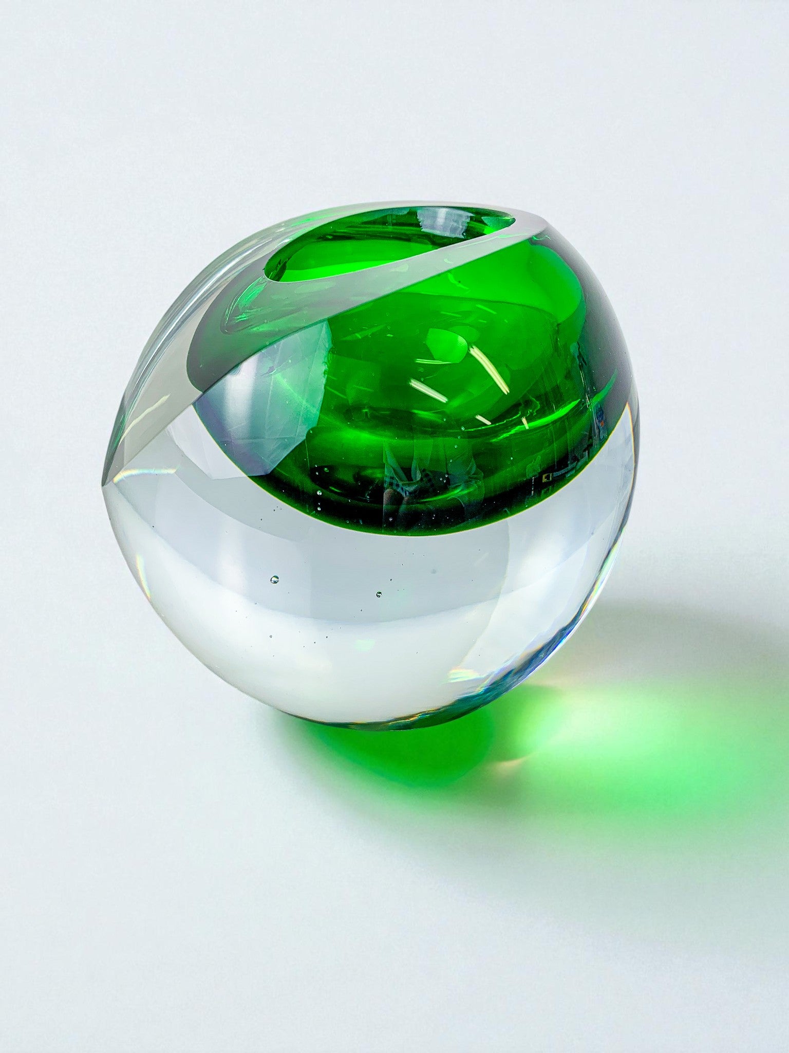 Italian Green Sommerso Candleholder by Seguso, Murano, 1970's