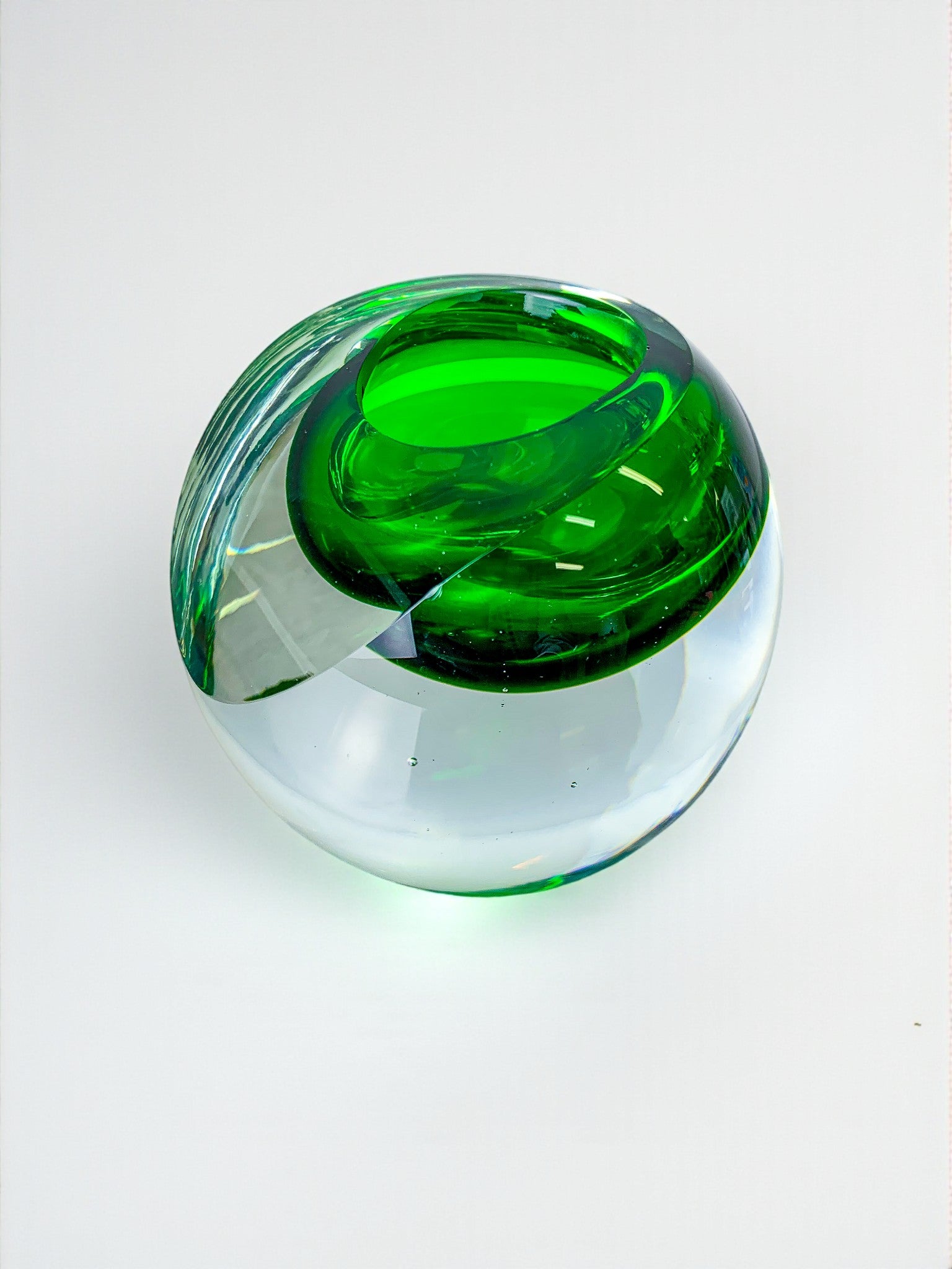 Italian Green Sommerso Candleholder by Seguso, Murano, 1970's