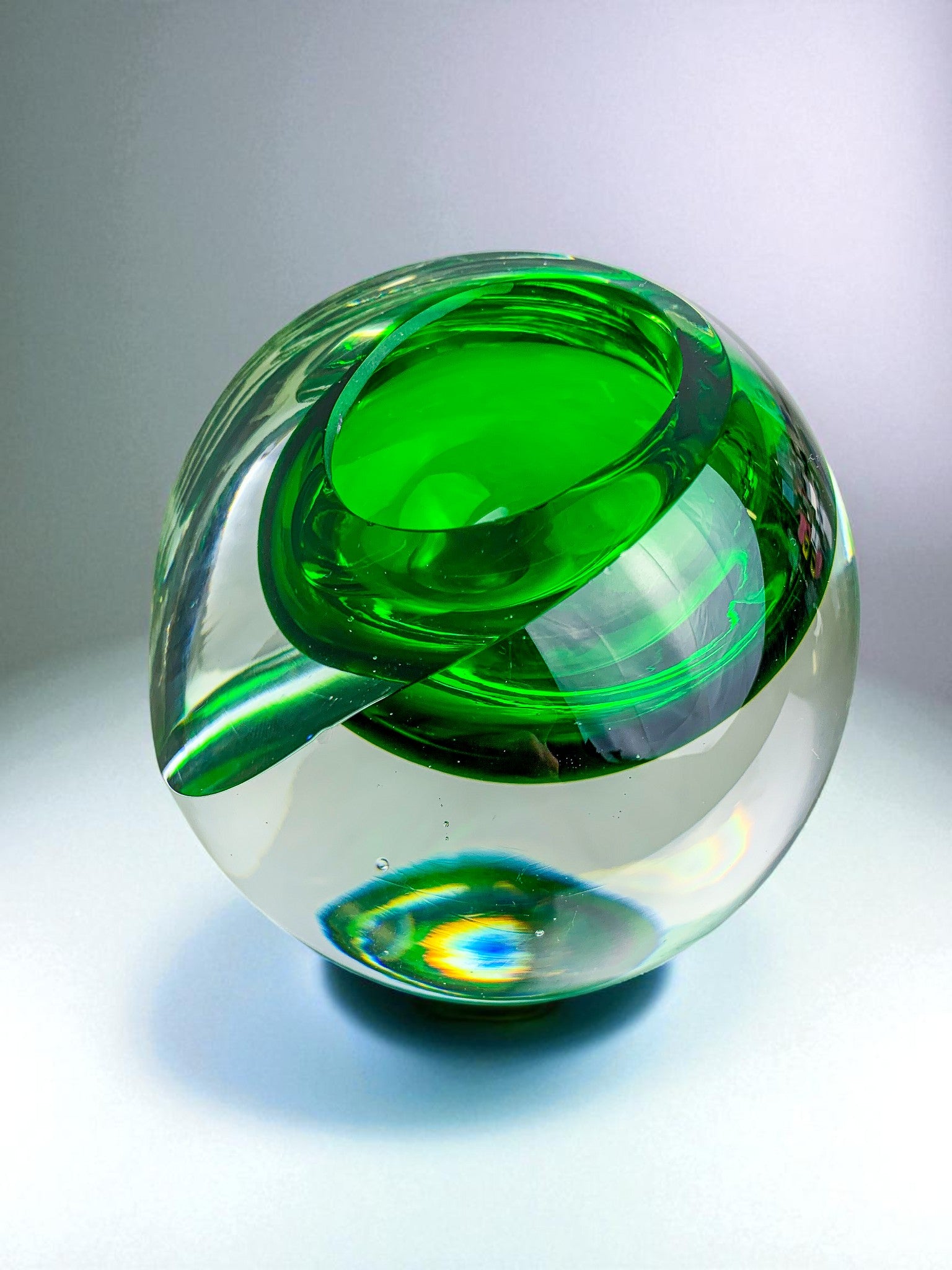 Italian Green Sommerso Candleholder by Seguso, Murano, 1970's