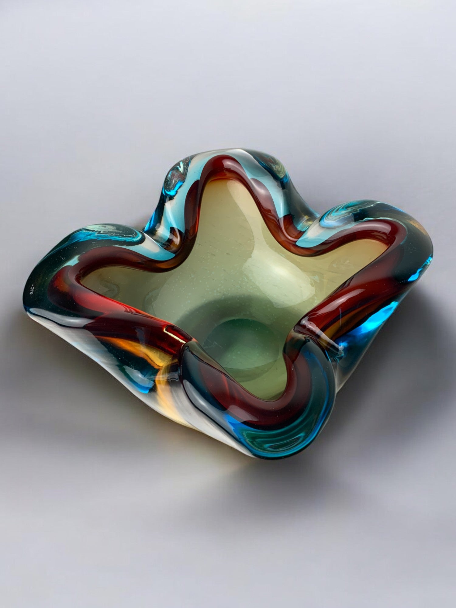 Sommerso trinket tray by Flavio Poli for Seguso, Murano glass, Italy, 1970's