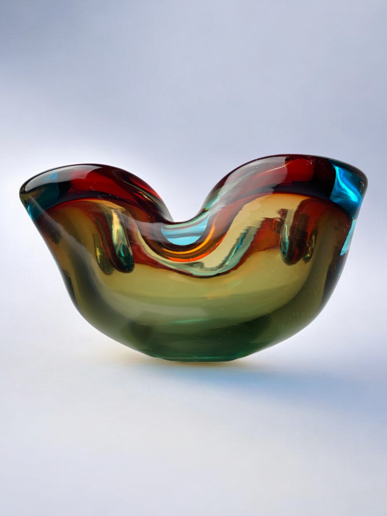 Sommerso trinket tray by Flavio Poli for Seguso, Murano glass, Italy, 1970's