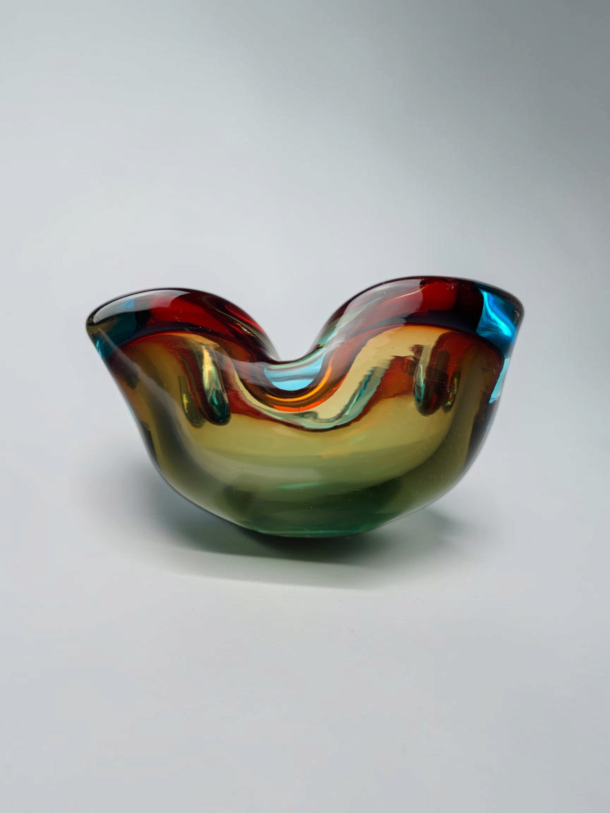 Sommerso trinket tray by Flavio Poli for Seguso, Murano glass, Italy, 1970's